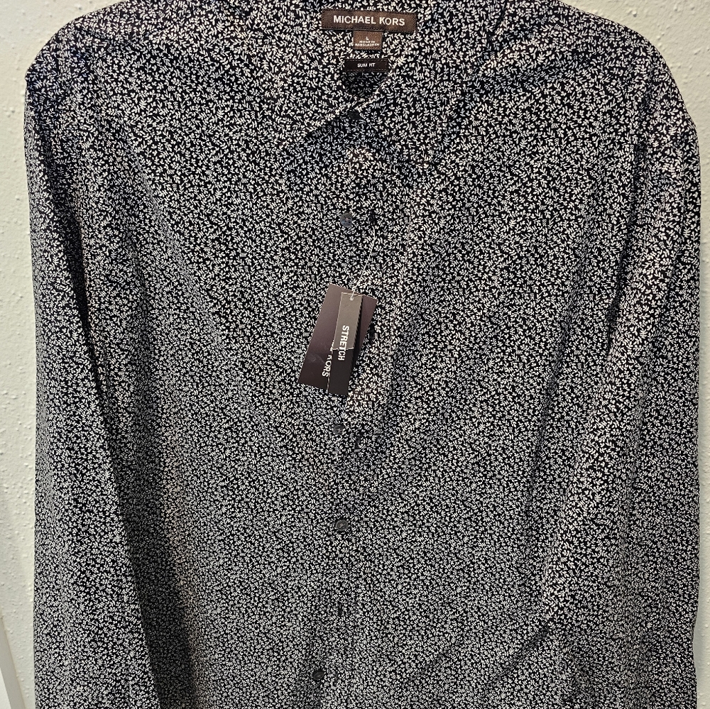 Michael Kors Black and White Elegant Dress Shirt